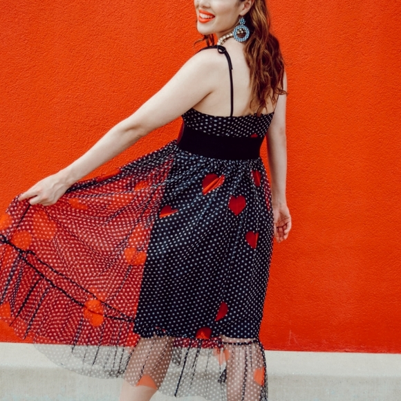 NWT Heart Polka Dot Party Midi Dress S:Small-Med - Picture 10 of 14